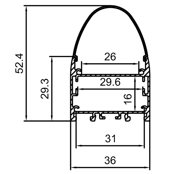 HL-A005S Aluminum Profile - Inner Width 29.96mm(1.17inch) - LED Strip Anodizing Extrusion Channel HL-A005S Aluminum Profile - Inner Width 29.96mm(1.17inch) - LED Strip Anodizing Extrusion Channel